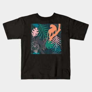 Hidden panther tropical jungle design Kids T-Shirt